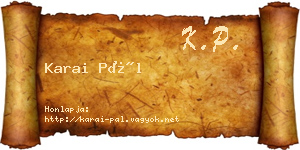 Karai Pál névjegykártya